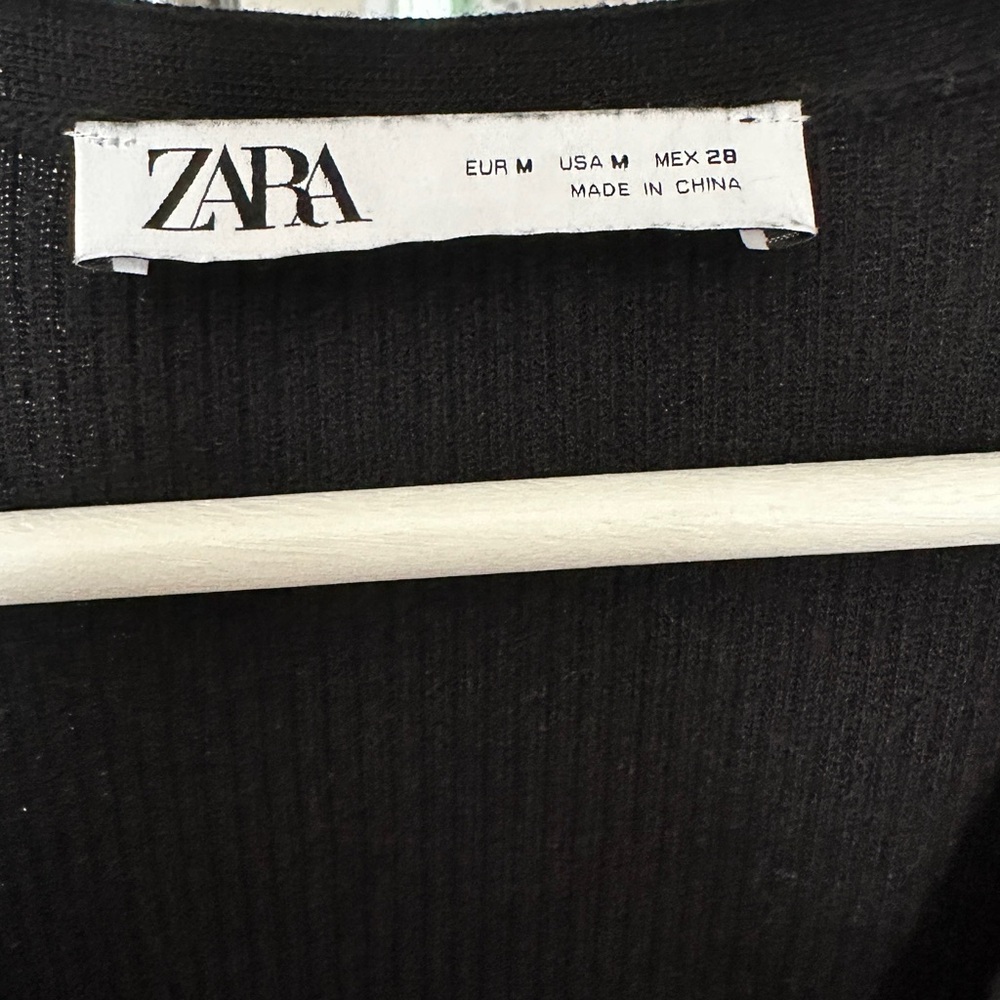Zara Black Ribbed Button-Front Knit Dress - Picture 2 of 2